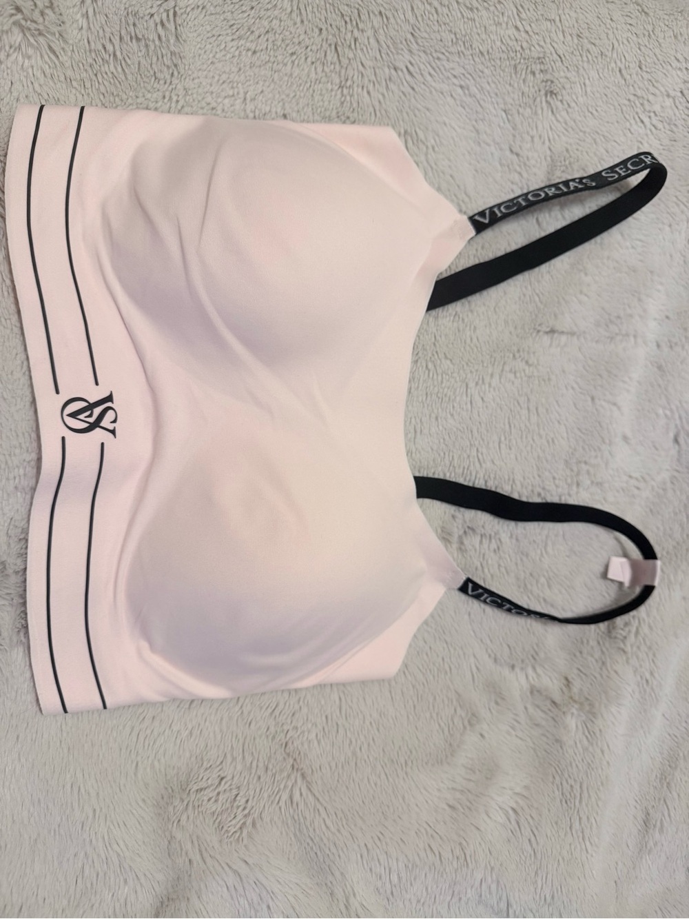 Victoria's Secret Pale Pink Wireless Padded Bralette with Black Straps